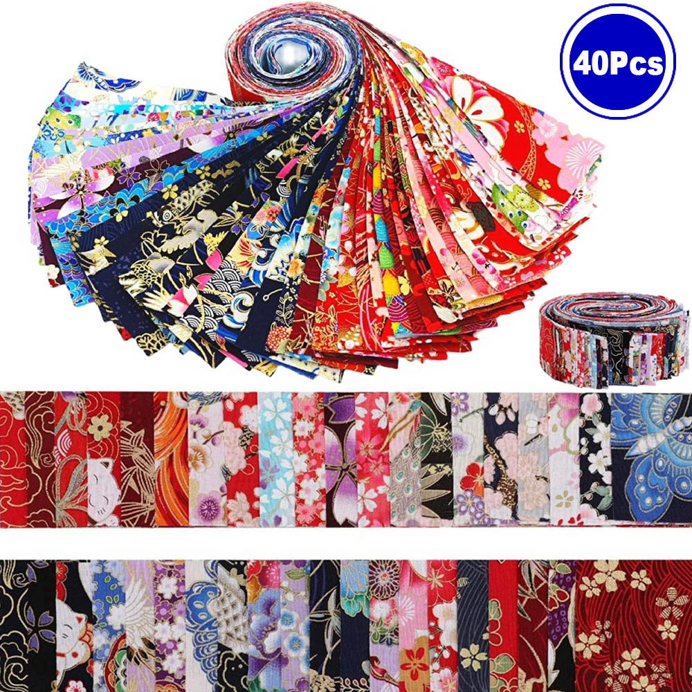 Japanese Home Textiles - Japońskie paski Tkanina 100% bawełna Złocenie