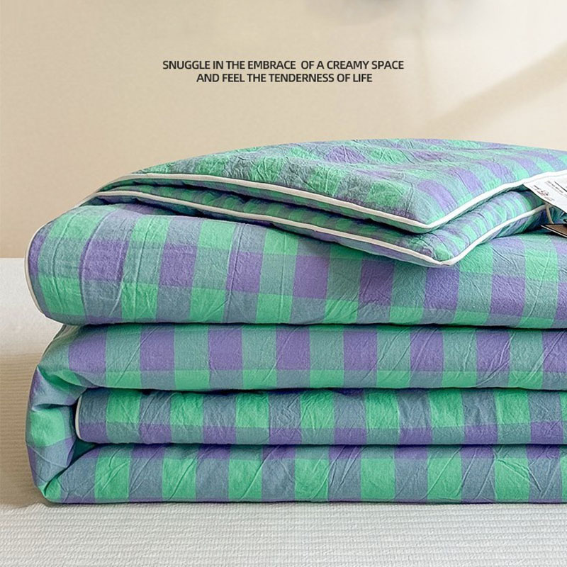 Japanese Home Textiles - Japońska kołdra letnia w kratę, lekka,
