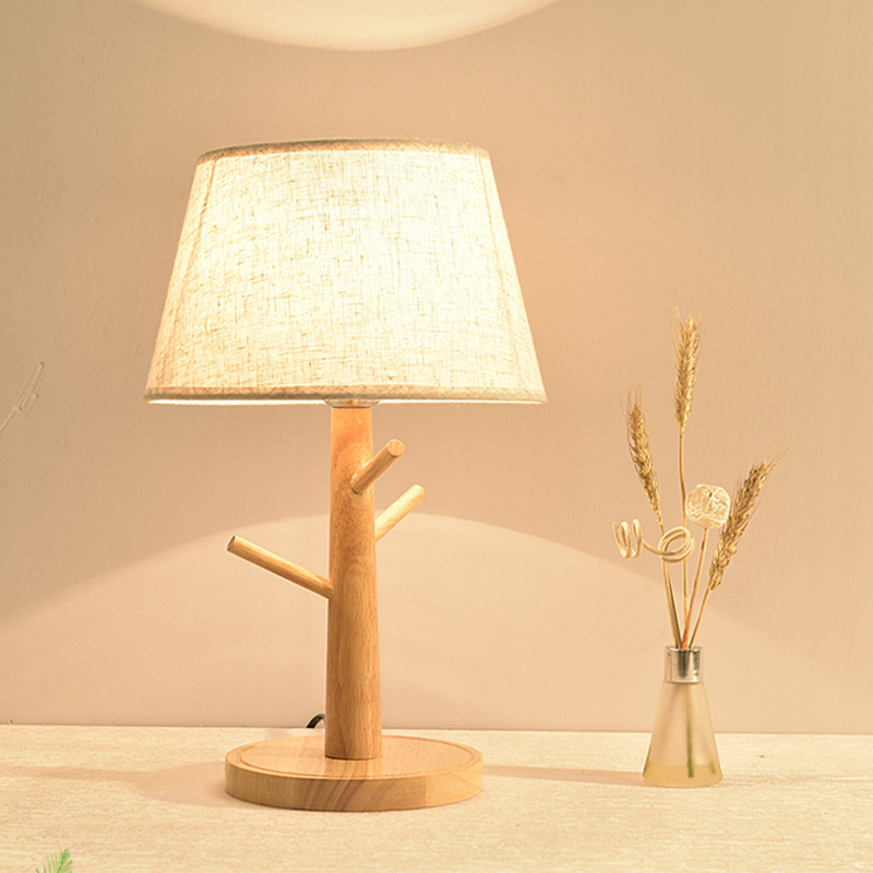 Japanese Home Textiles - Skandynawska drewniana lampa stołowa sypialnia lampka