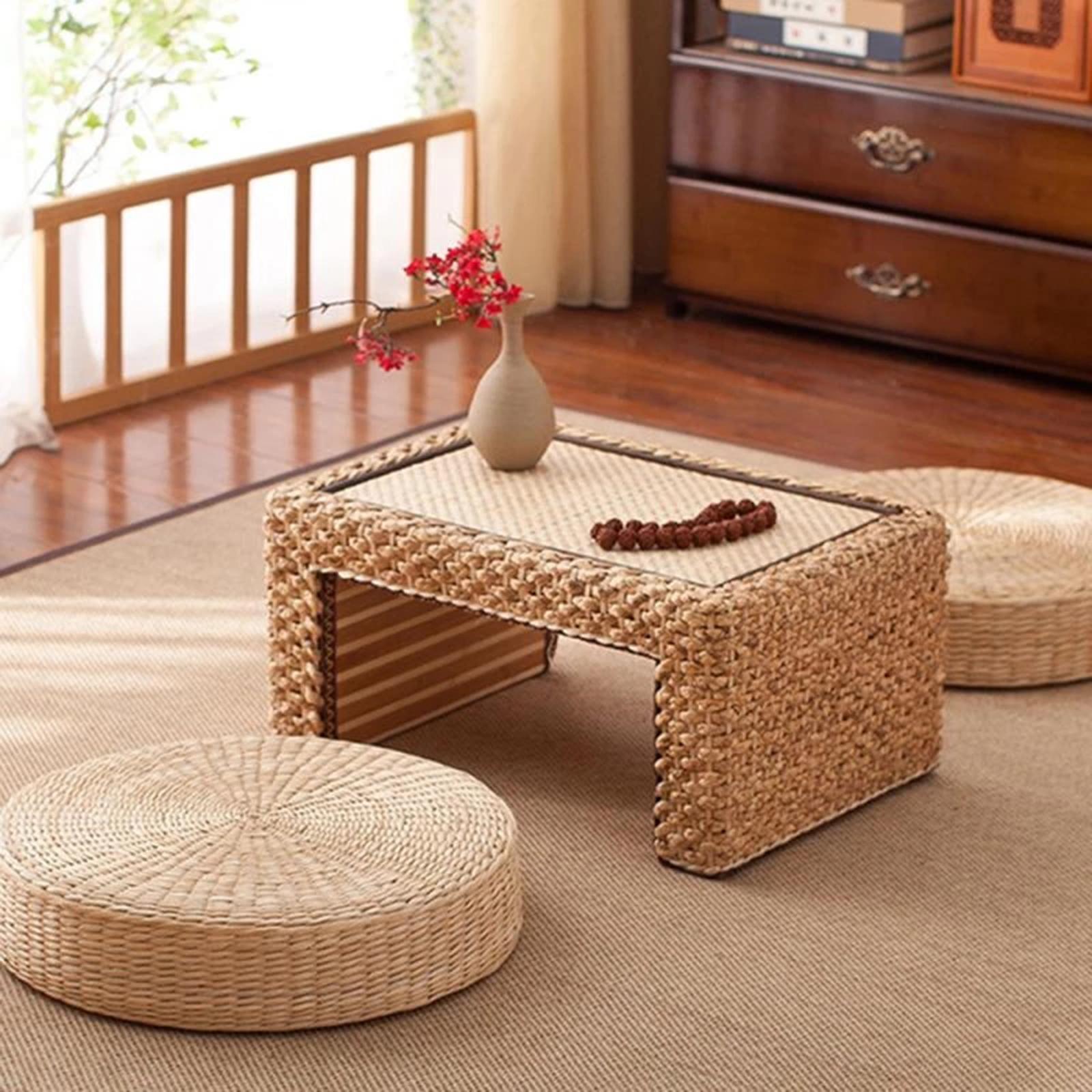 Okrągły puf z naturalnej słomy – Japanese Home Textiles recenzja i cena