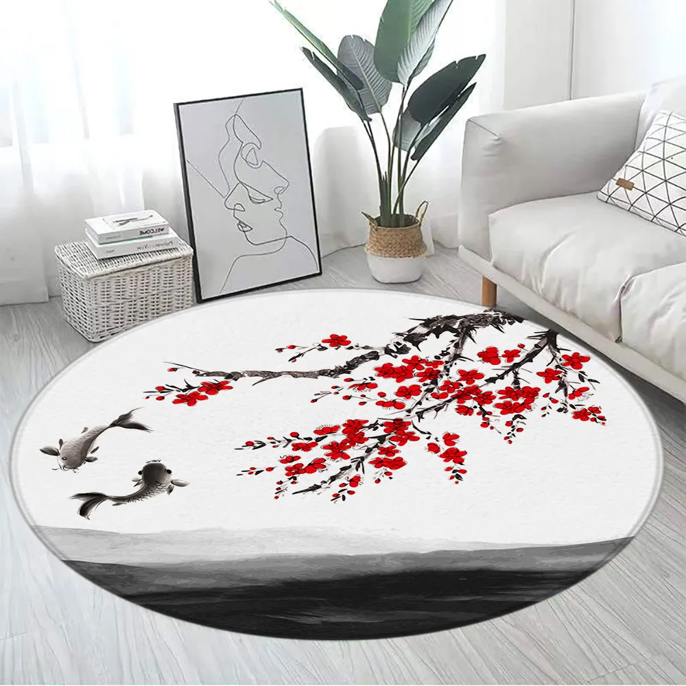 Okrągły dywan z japońskim koim – Japanese Home Textiles recenzja i cena